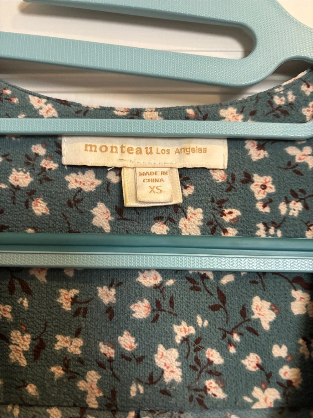 Madewell Teal Floral Drawstring Peplum Top